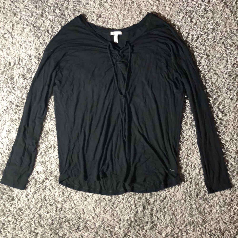 Pink Super Soft Large Black Long Sleeve Top 